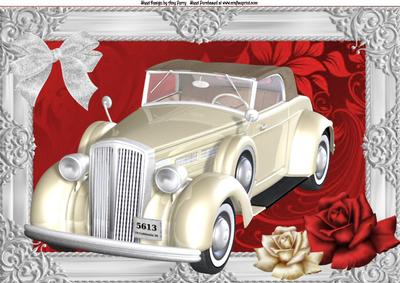 Beautiful Cream Wedding Car with Red Rose's A4