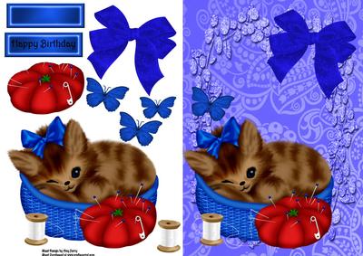 Cute Kitten in Blue Basket