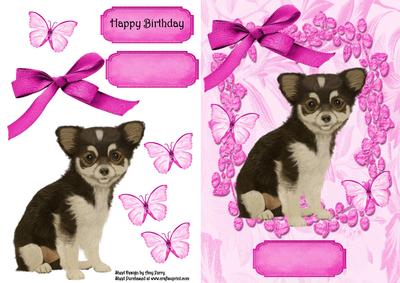 Gorgeous Puppy in Hot Pink Glitter Frame