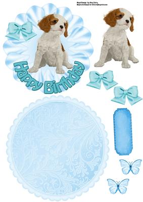 Cute Happy Birthday Cavalier Puppy Wobble/rocker Card