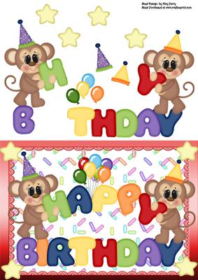 Cute Happy Birthday Monkeys