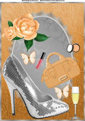 Pretty Silver Sparkle Shoe with Peach Handbag A4