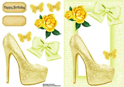 Beautiful Gold Shoe & Yellow Rose's