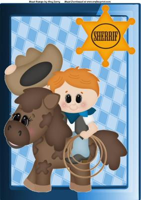 Lovely Little Cowboy on Horse A4