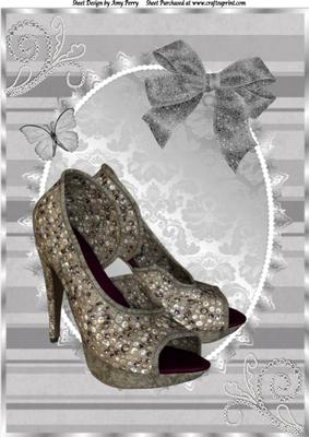 Beautiful Grey Shoe's in Grey Oval Frame A4