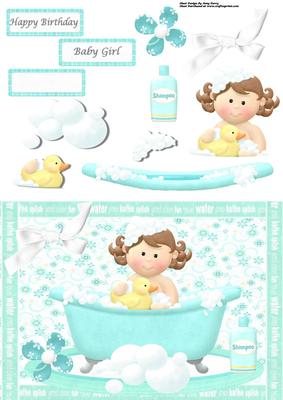 Cute Baby Girl Having a Bath
