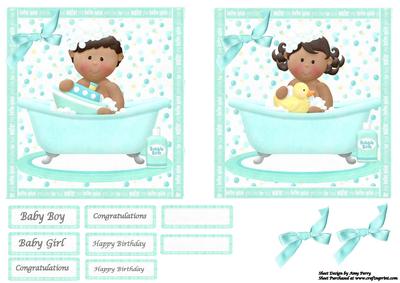 Cute Baby Boy & Baby Girl Ethnic Having a Bath Toppers