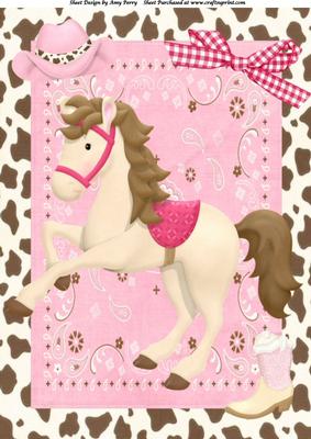 Beautiful Cream Horse with Hot Pink Saddle A4