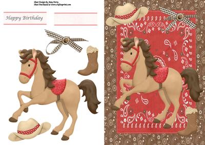 Lovely Brown Horse with Red Saddle