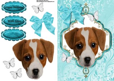 Cute Jack Russel Puppy with White Butterflies