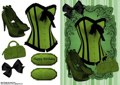 Beautiful Green Corset, Shoe's & Handbag