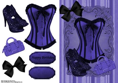 Beautiful Navy Blue Corset, Shoe's & Handbag