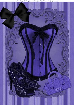 Beautiful Navy Blue Corset, Shoe's & Handbag A4