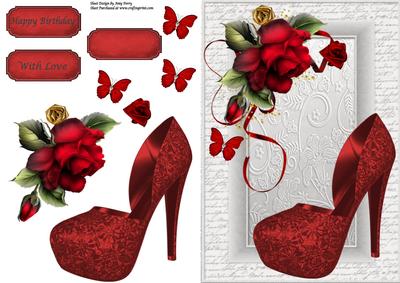 Beautiful Red Shoe with Red Rose's