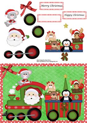 Lovely Christmas Train in Red Polka Dot Frame