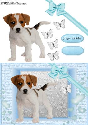 Cute Jack Russel Puppy in Chunky Blue Frame