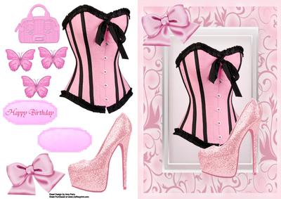Pretty Pink Corset with Pink Glitter Shoe