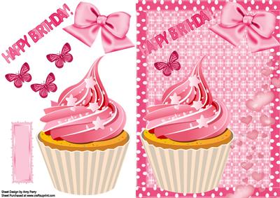 Lovely Pink Happy Birthday Cupcake