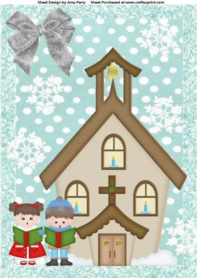 Lovely Church with Carol Singers A4