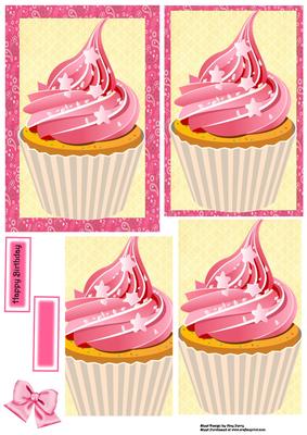 Pink Strawberry Cupcake Pyramid