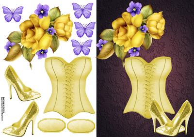 Beautiful Yellow Rose's with Corset & Bling Shoe's