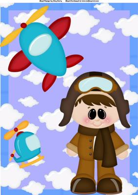 Aviator Boy with Aeroplane & Helicopter A4