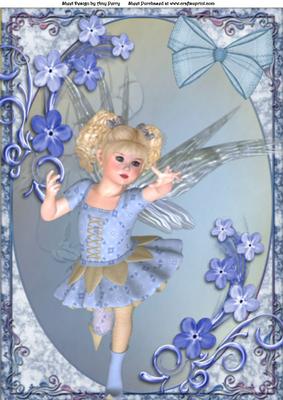 Beautiful Girl in Blue Fairy Outfit A4