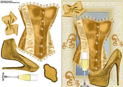 Beautiful Gold Corset with Gold Glitter Shoe & Champagne