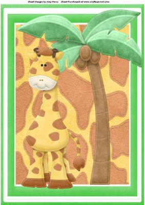 Lovely Tall Giraffe in Green Chunky Frame A4