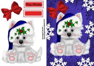 Adorable Fluffy Puppy with Dark Blue Santa Hat