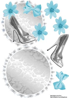 Beautiful Silver Sparkle Shoe Wobble/rocker Card