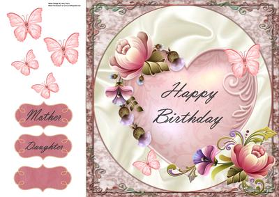 Beautiful Pale Pink Heart with Pink Flower