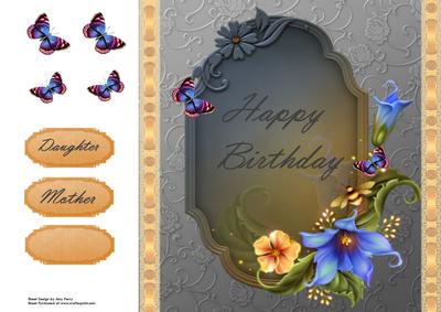 Beautiful Blue & Orange Flowers 8x8