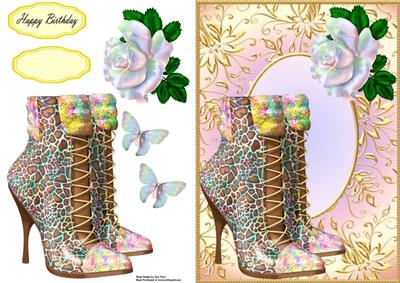 Lovely Multicoloured Boot's in Gold Leaf Frame