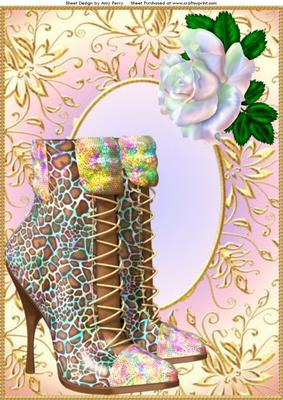 Lovely Multicoloured Boot's in Gold Leaf Frame A4