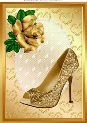 Beautiful Gold Shoe & Gold Rose A4
