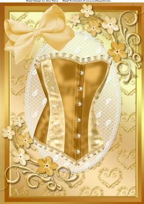 Beautiful Gold Corset with Little Gold Flowers A4