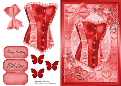 Beautiful Red Corset with Little Red Flowers