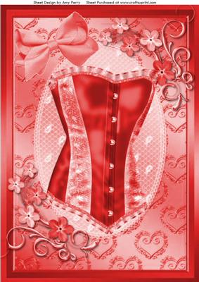 Beautiful Red Corset with Little Red Flowers A4