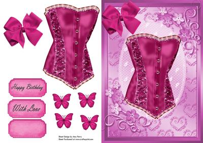 Lovely Hot Pink Corset with Little Pink Flowers