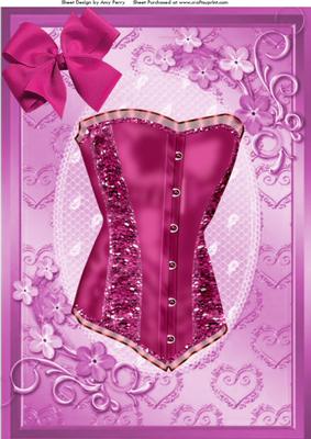 Lovely Hot Pink Corset with Little Pink Flowers A4