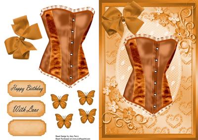 Lovely Bronze Corset with Little Bronze Flowers