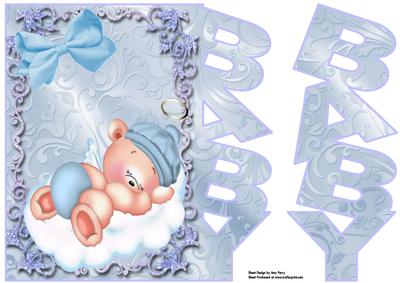 Lovely Baby Boy Teddy Bear Cutout