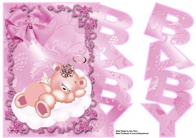 Lovely Baby Girl Teddy Bear Cutout