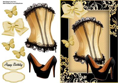 Lovely Gold Corset & Black Pair of Shoe's