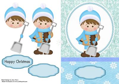 Little Boy with Snow Shovel