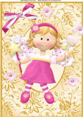 Lovely Pink Fairy with Her Star Wand A4