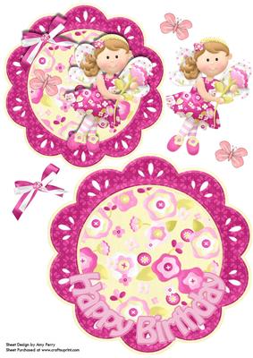 Beautiful Pink Fairy Wobble/rocker Card