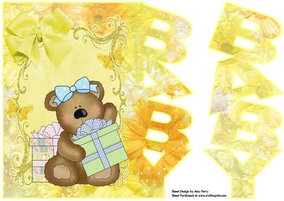 Yellow Floral Baby Cutout Card