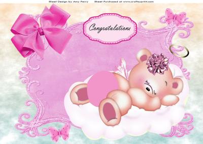 Lovely Angel Baby Girl on Cloud A4